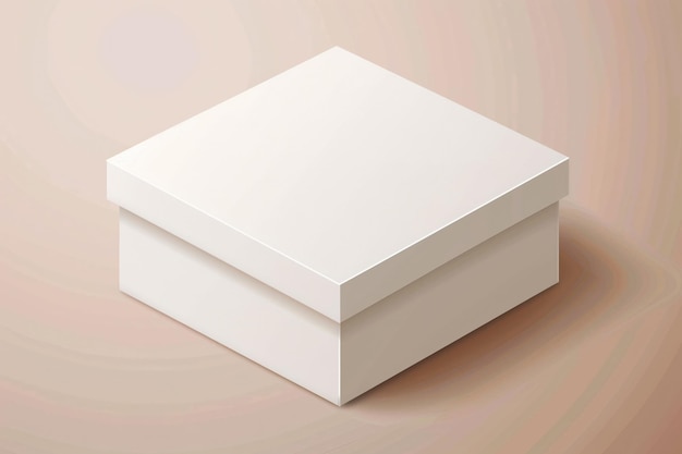 Vector una caja blanca con una tapa en un fondo beige