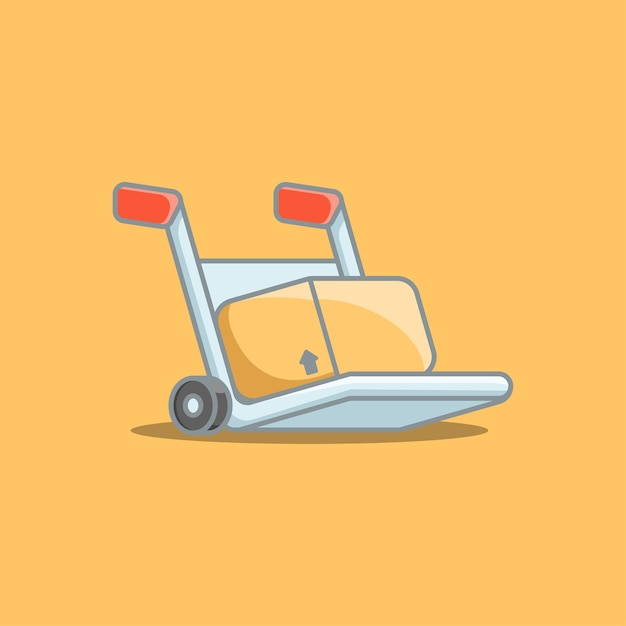 Caja de carretilla Elementos de compras en línea Icono de ilustración de dibujos animados vectorial