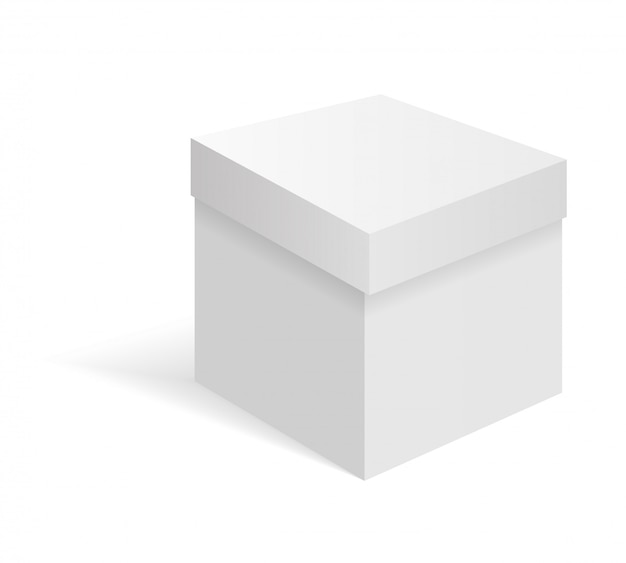 Vector caja de cartón blanco en blanco.