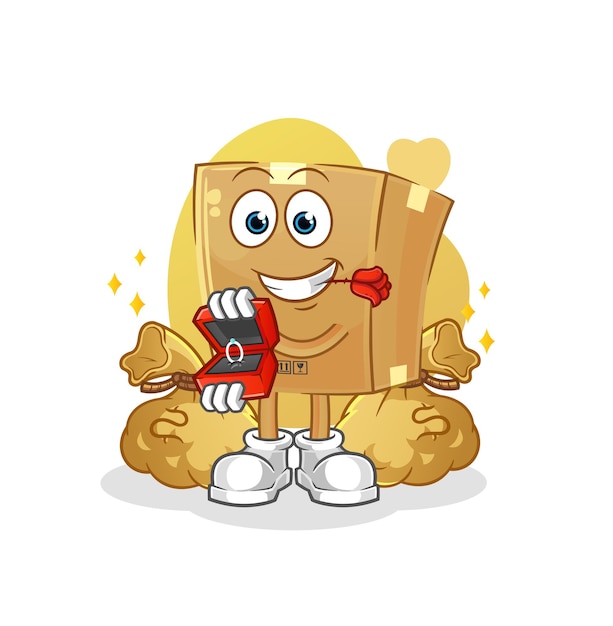 Caja de cartón propuesta con anilla. vector de mascota de dibujos animados