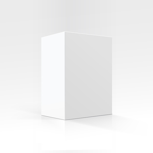 Vector caja de cartón rectangular blanca en perspectiva