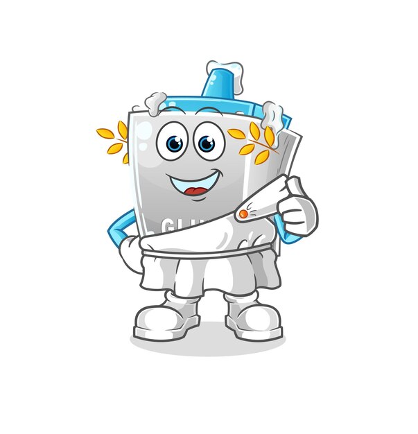 Caja de cartón con ropa griega. vector de mascota de dibujos animados