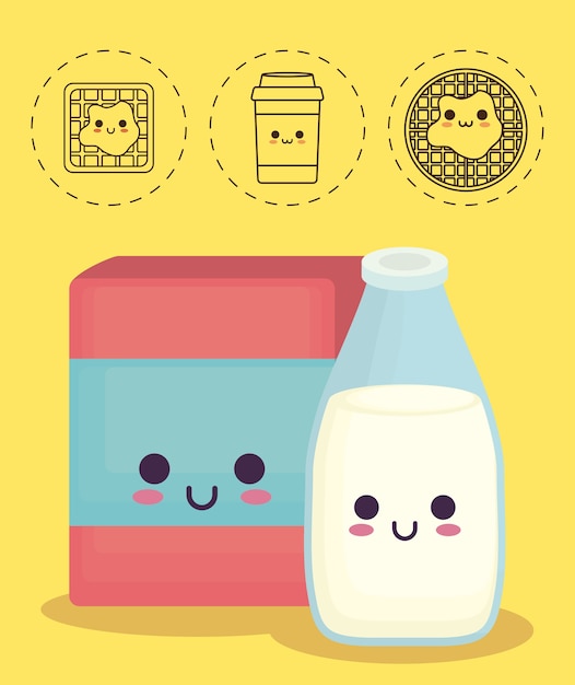 caja de cereal y botella de leche
