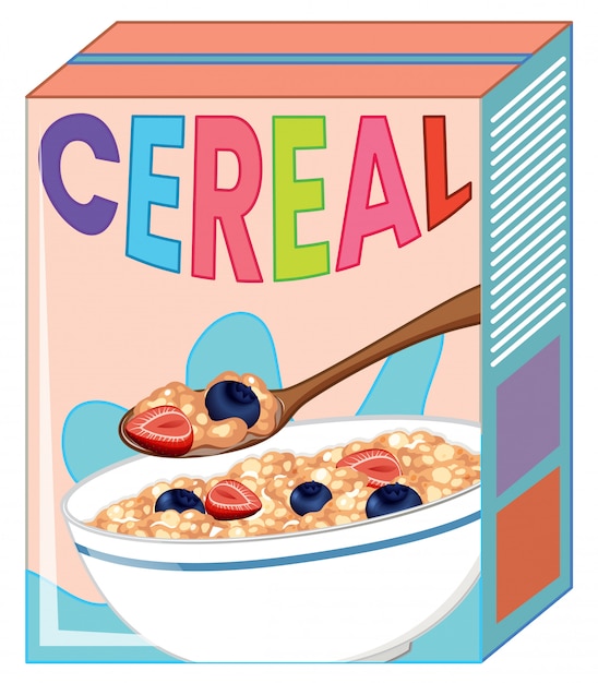 Vector caja de cereales aislada en blanco