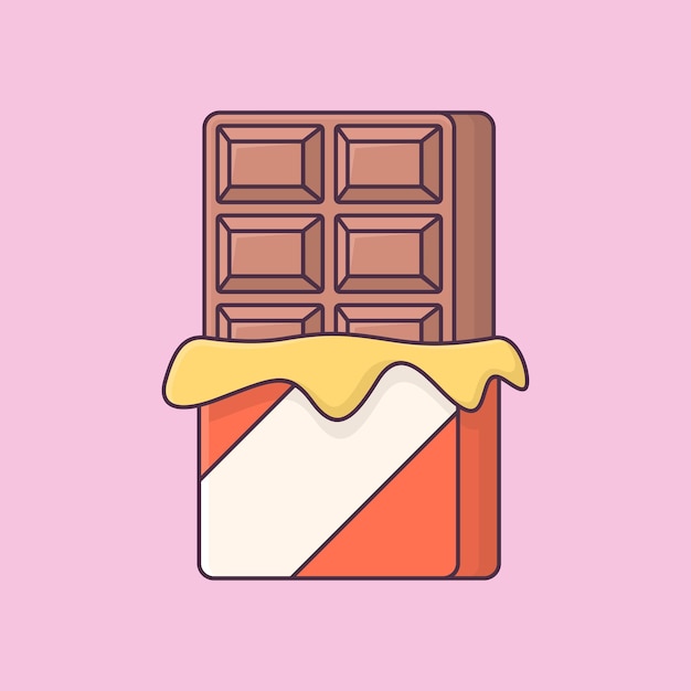 Una caja de chocolate con una cinta amarilla alrededor de la ilustración de icono vectorial de dibujos animados animal natur