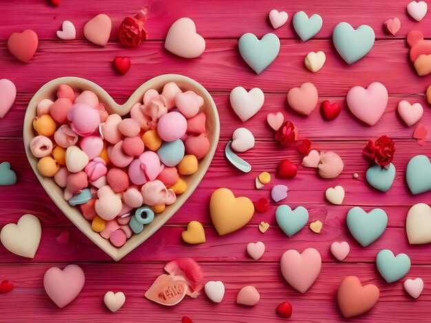 Caja de chocolates y rosas rojas para el día de san valentín