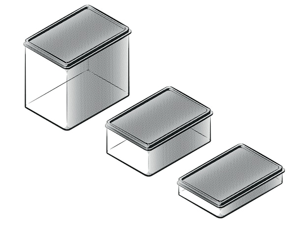 Vector caja de comida de plástico de comida rectangular de silueta