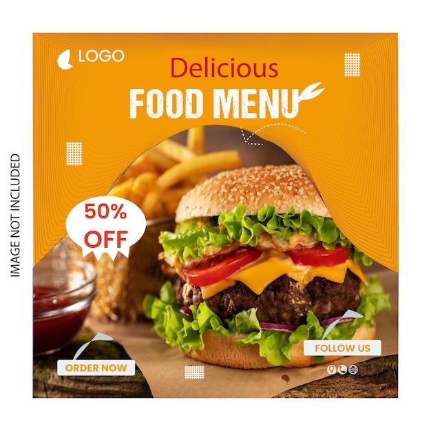 Vector una caja de comida para la venta con una imagen de una hamburguesa y papas fritas