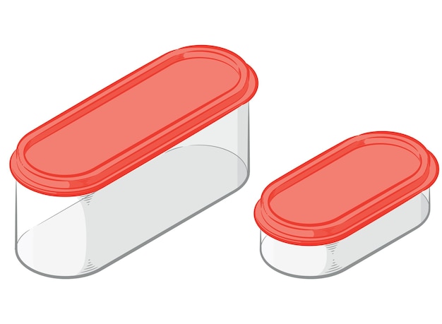 Vector caja de contenedores de alimentos almacenamiento de plástico ovalado