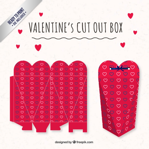 Vector caja de corazón adorable de san valentín