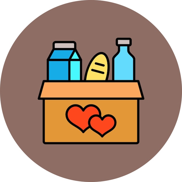 Vector una caja con un corazón y una botella de agua y una caje con un corazón en ella