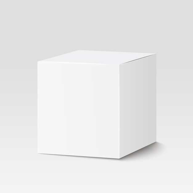 Caja cuadrada blanca. Caja de cartón, contenedor, embalaje. ilustración