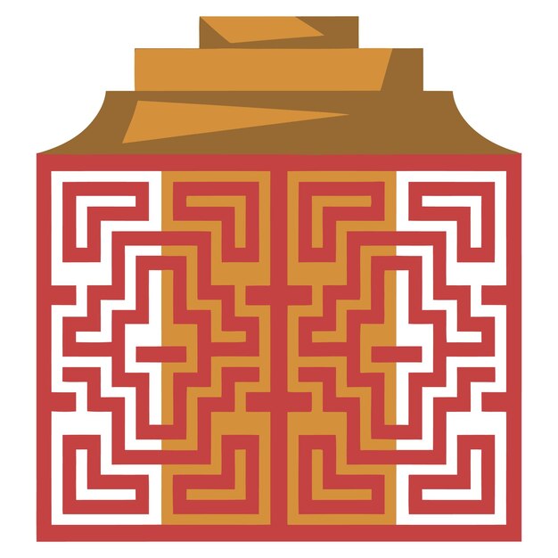 Caja decorativa isométrica con dibujos geométricos Ilustración vectorial
