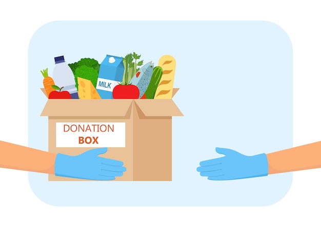 Vector caja de donación de alimentos