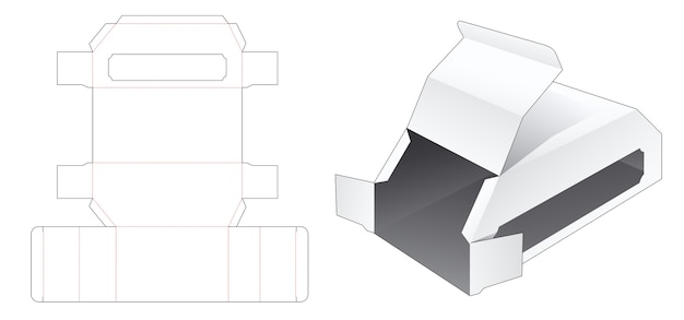 Caja de embalaje biselada con plantilla troquelada de ventana lateral