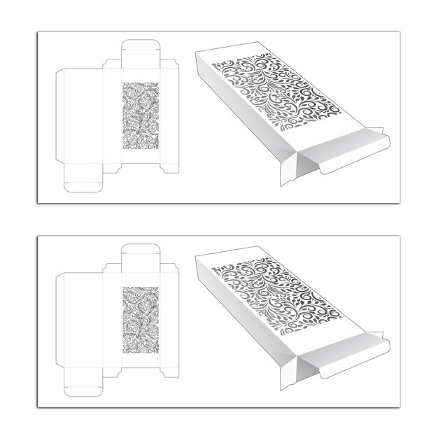Caja de embalaje con diseño de maqueta de plantilla de corte de agujero de cuerda