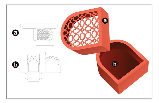 Caja de embalaje con diseño de maqueta de plantilla de corte de agujero de cuerda