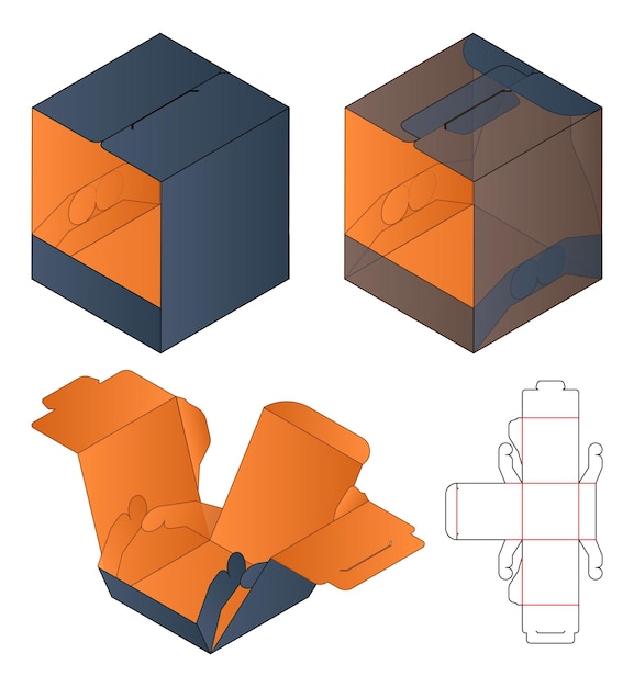 Caja de embalaje diseño de plantilla troquelada maqueta 3d