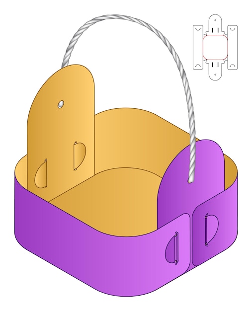 Caja de embalaje diseño de plantilla troquelada maqueta 3d