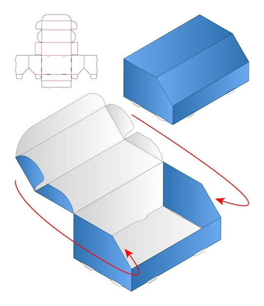 Caja de embalaje diseño de plantilla troquelada maqueta 3d