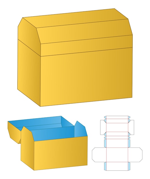 Caja de embalaje diseño de plantilla troquelada maqueta 3d