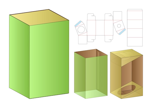 Caja de embalaje diseño de plantilla troquelada maqueta 3d