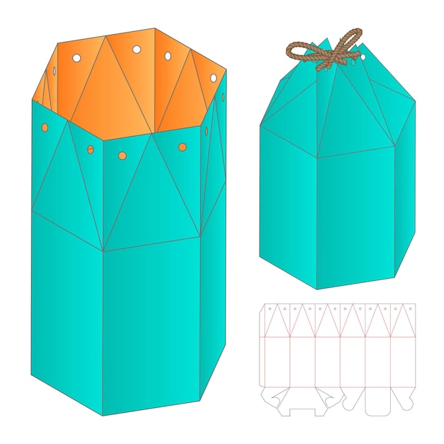 Caja de embalaje diseño de plantilla troquelada maqueta 3d