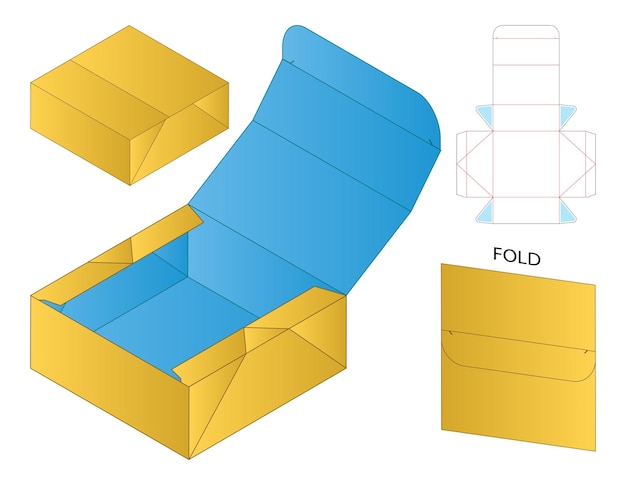 Caja de embalaje diseño de plantilla troquelada maqueta 3d