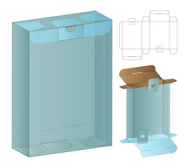 Vector caja de embalaje diseño de plantilla troquelada maqueta 3d