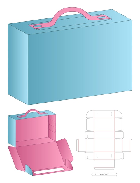 Caja de embalaje diseño de plantilla troquelada maqueta 3d