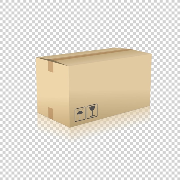 Vector caja de embalaje de entrega de cartón marrón sobre fondo transparente comprobado ilustración vectorial archivo vectorial eps 10