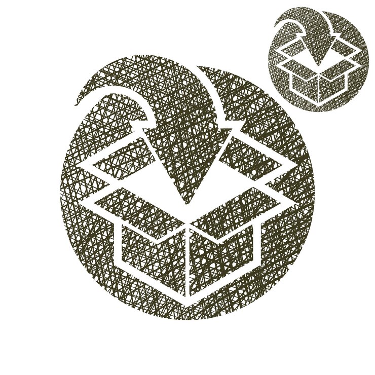 Vector caja de embalaje con entrega de flecha y tema de embalado vector icono simple de un solo color aislado en fondo blanco con textura dibujada a mano alineada con boceto