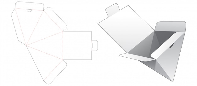 Caja de embalaje piramidal con plantilla de troquelado de punta abierta inferior