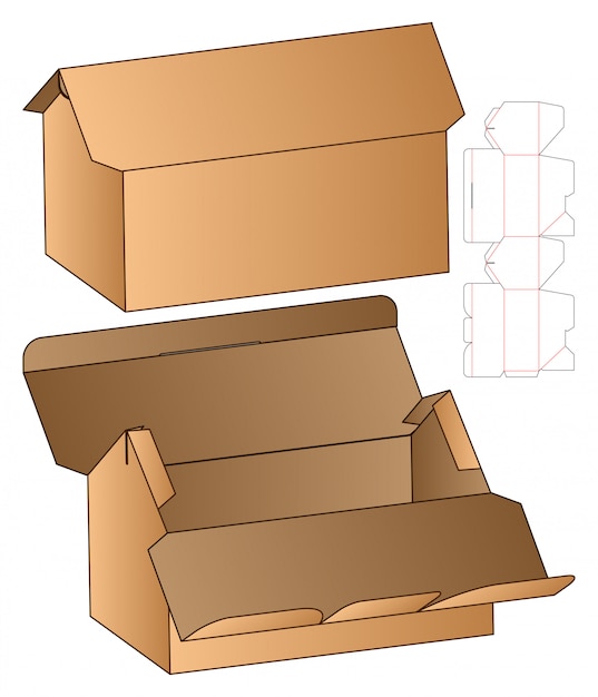 Vector caja de embalaje plantilla troquelada diseño 3d