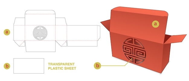 Caja de embalaje con plantilla troquelada de lámina de plástico transparente y chino estarcido