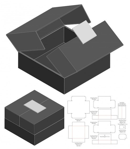 Vector caja de embalaje plantilla troquelada