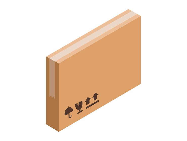 Vector caja de embalaje sobre fondo blanco isométrica