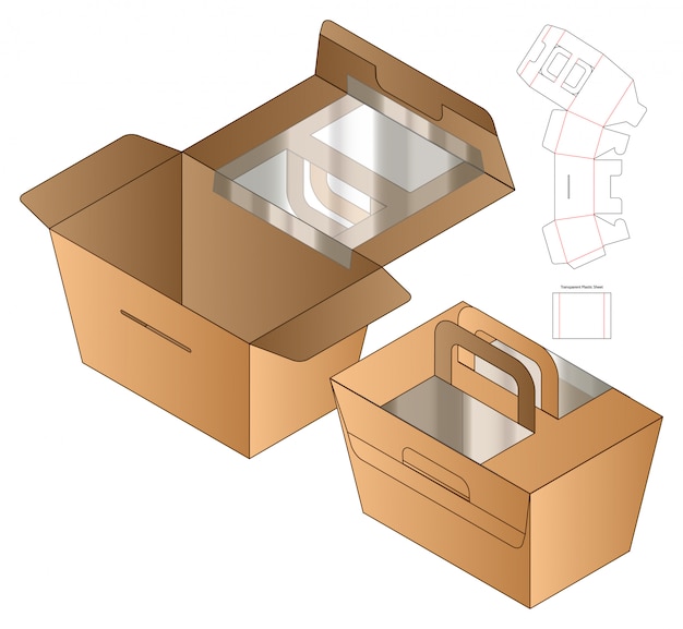 Vector caja de embalaje troquelado diseño de plantilla. 3d