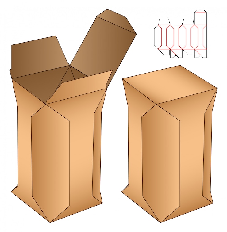 Vector caja de embalaje troquelado diseño de plantilla. 3d