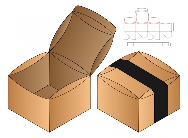 Caja de embalaje troquelado diseño de plantilla. 3d