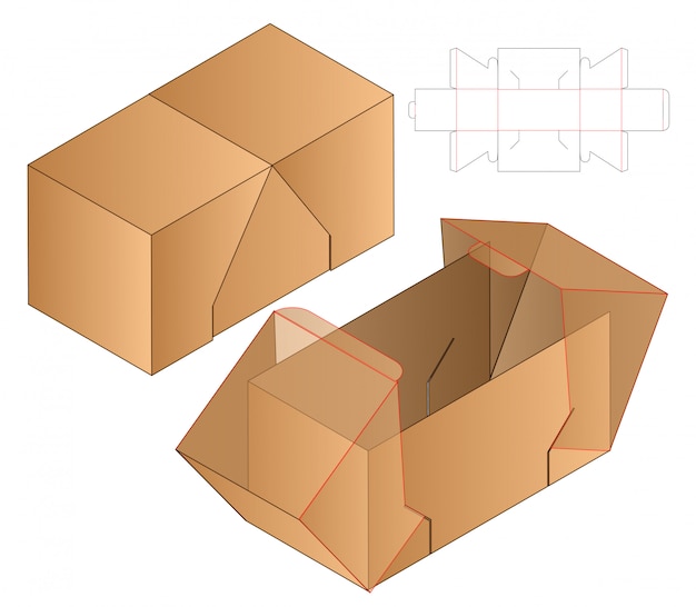 Vector caja de embalaje troquelado diseño de plantilla.