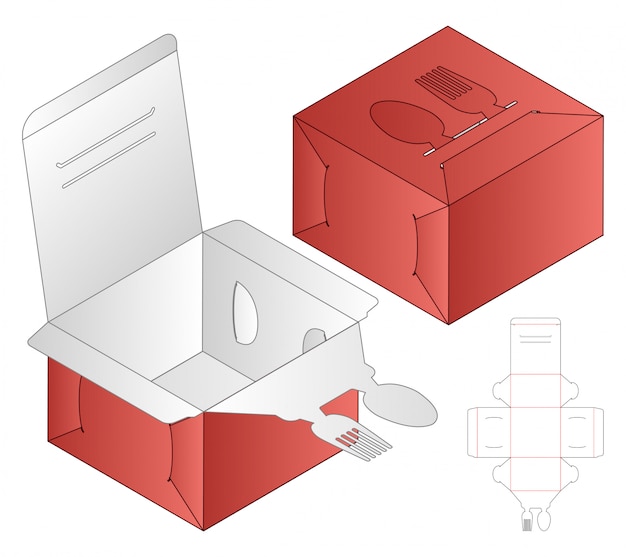 Vector caja de embalaje troquelado diseño de plantilla.