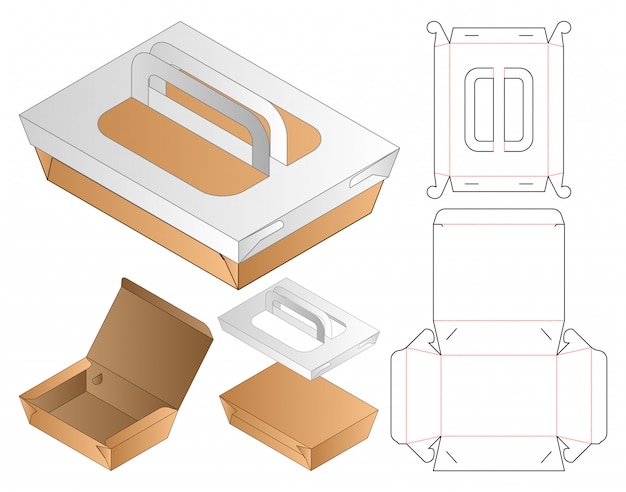 Caja de embalaje troquelado plantilla. 3d