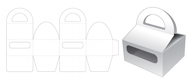 Caja de embalaje con ventana troquelada plantilla