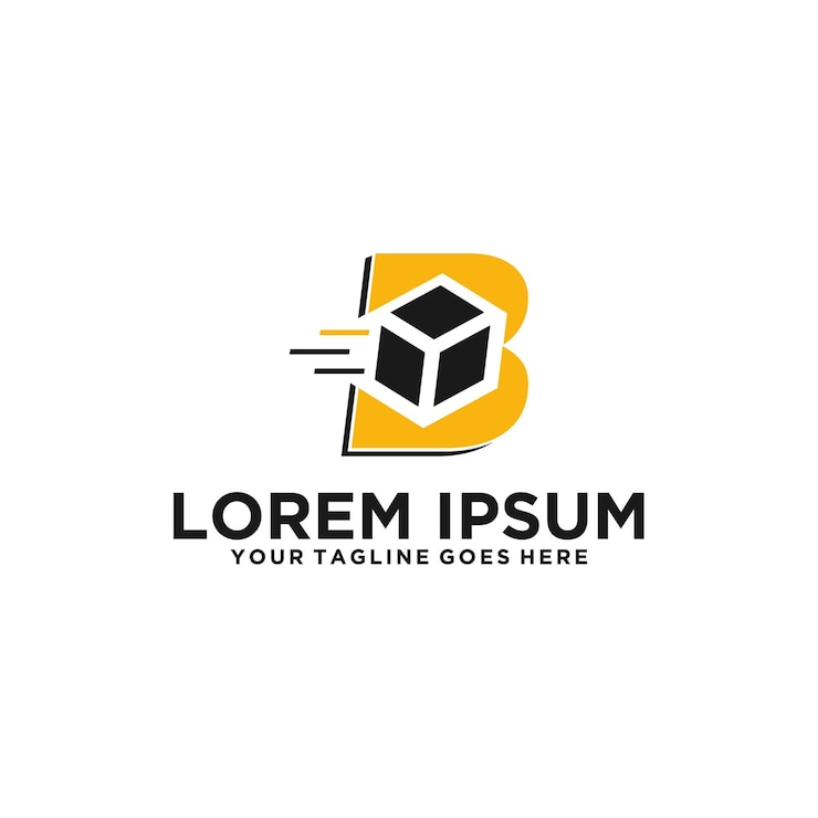 Vector caja de entrega con el logotipo de la letra b