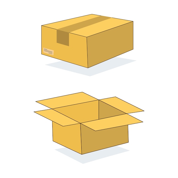 Vector caja de envío caja de cartón de cartón para envíos caja de cartón vacía