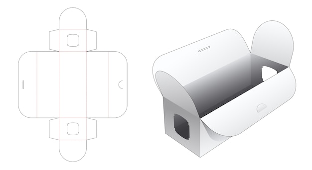 Caja envuelta con plantilla troquelada de ventana