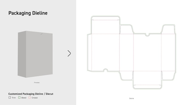 Caja de extremo de inclinación Dieline de dos caras