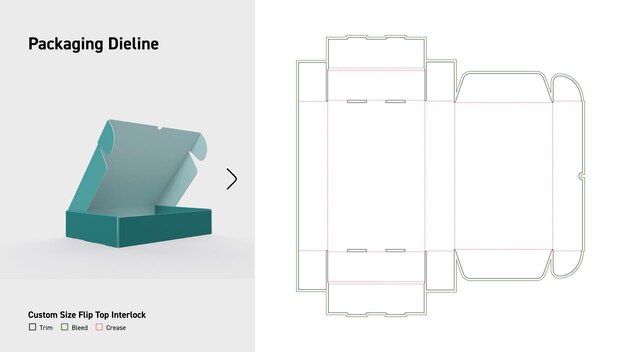 Caja de flip top que se superpone Caja de Dieline Paquete de Dieline