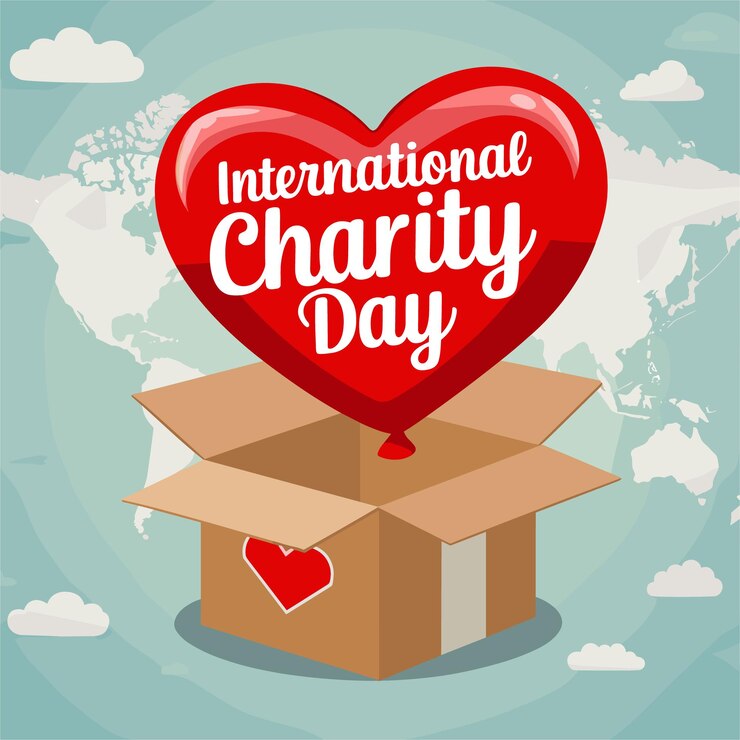 una caja en forma de corazón con un corazón rojo que dice comunidad internacional internacional